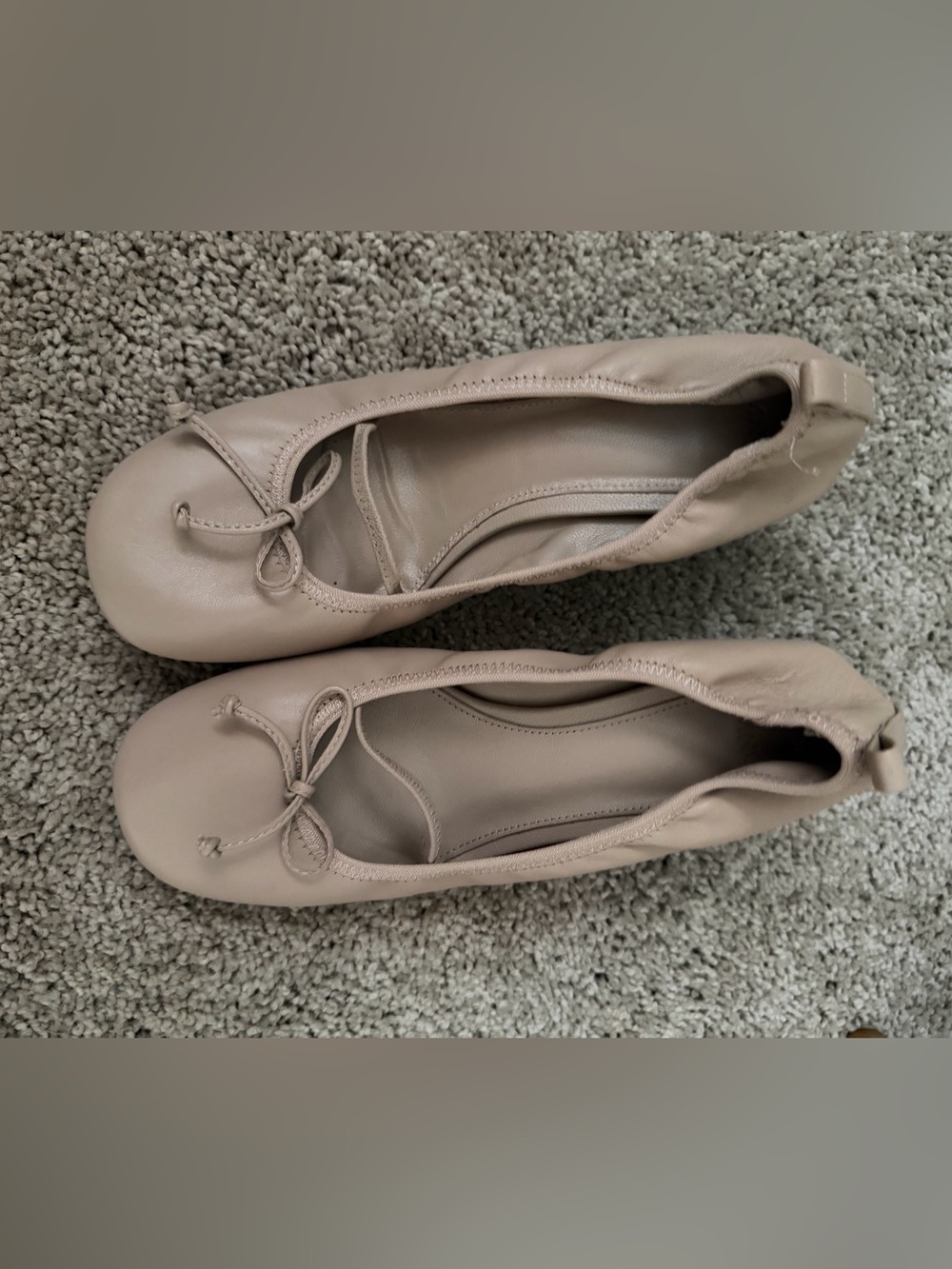Mango Beige Bow Ballet heels